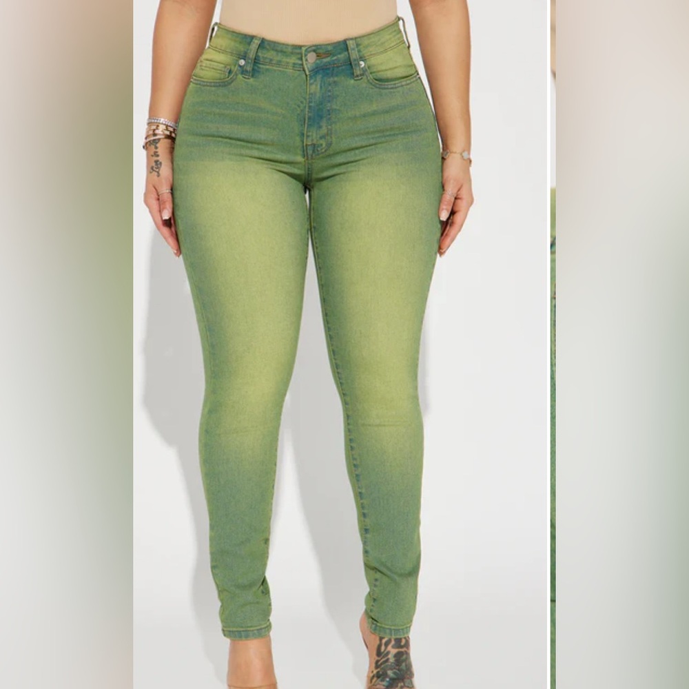 🆕size 9 fashion nova Green Women's Jeans tinted